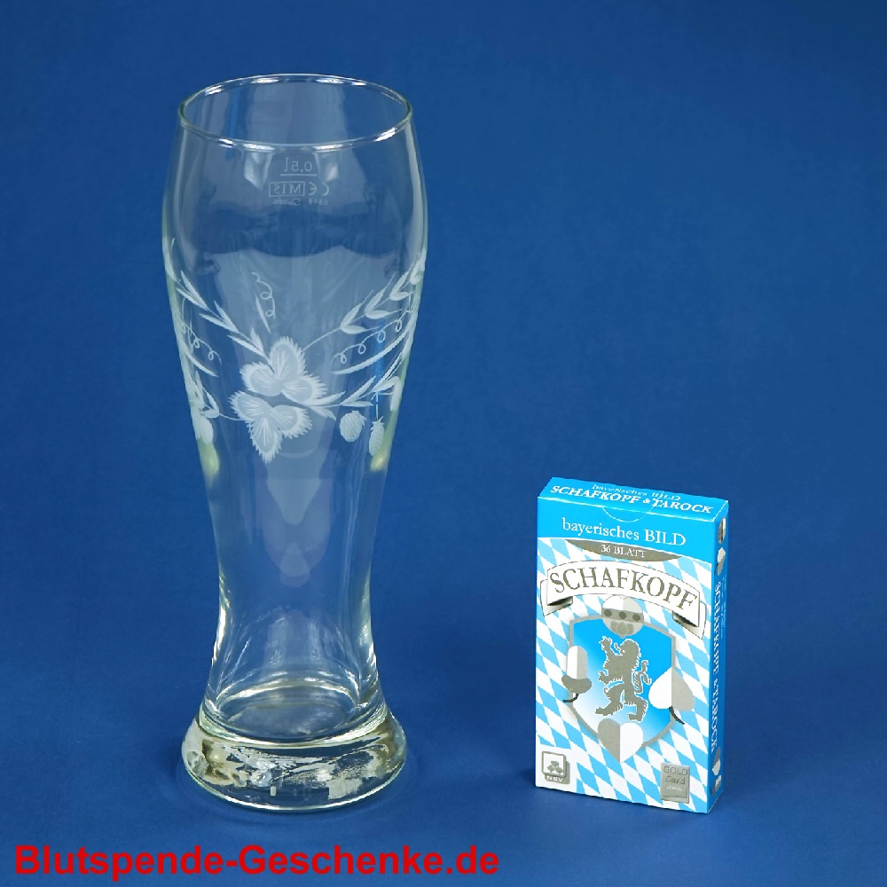 Schafkopfkarten und Wei&szlig;bierglas Set
