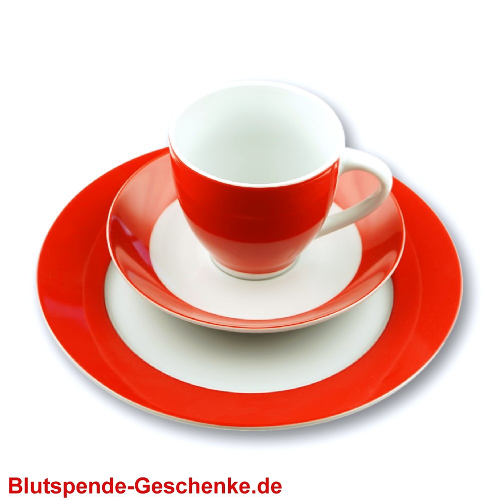 Kaffee-Service rot-wei&szlig; 3-teilig