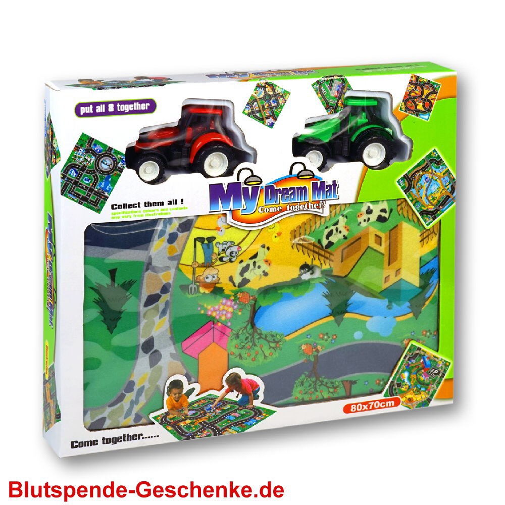 Spielteppich Bauernhof mit Traktoren