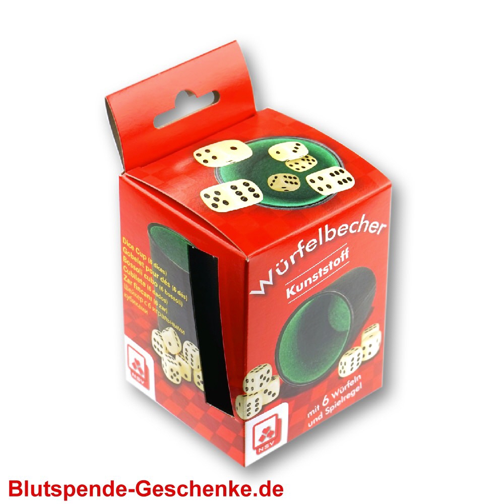 W&uuml;rfelbecher mit W&uuml;rfeln
