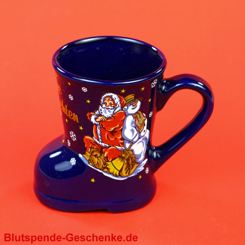 Gl&uuml;hwein-Stiefel blau mit Henkel