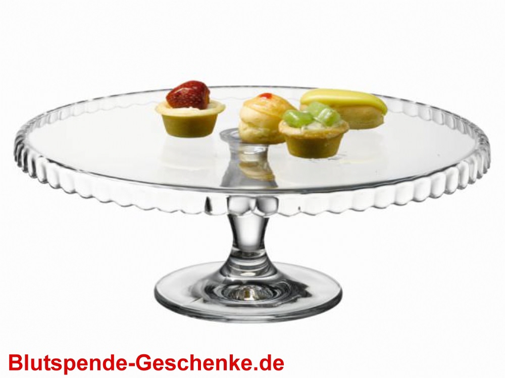 TreuePr&auml;sent Tortenplatte aus Glas