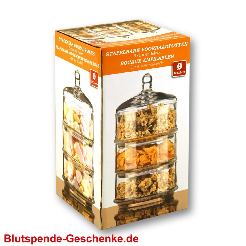 TreuePr&auml;sent Stapelbare Aufbewahrungsbeh&auml;lter aus Glas
