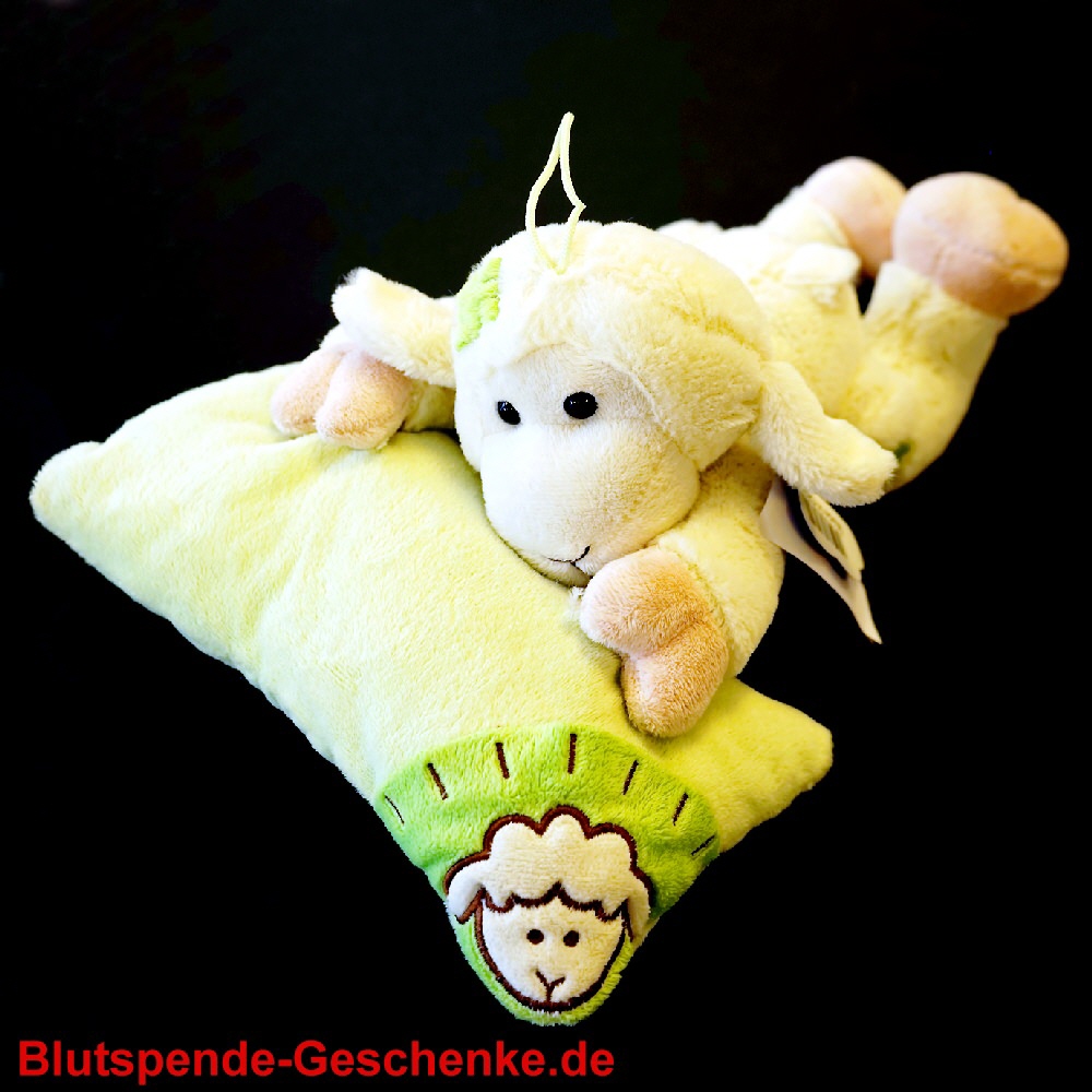 TreuePr&auml;sent Pl&uuml;sch-Schaf liegend auf Kissen