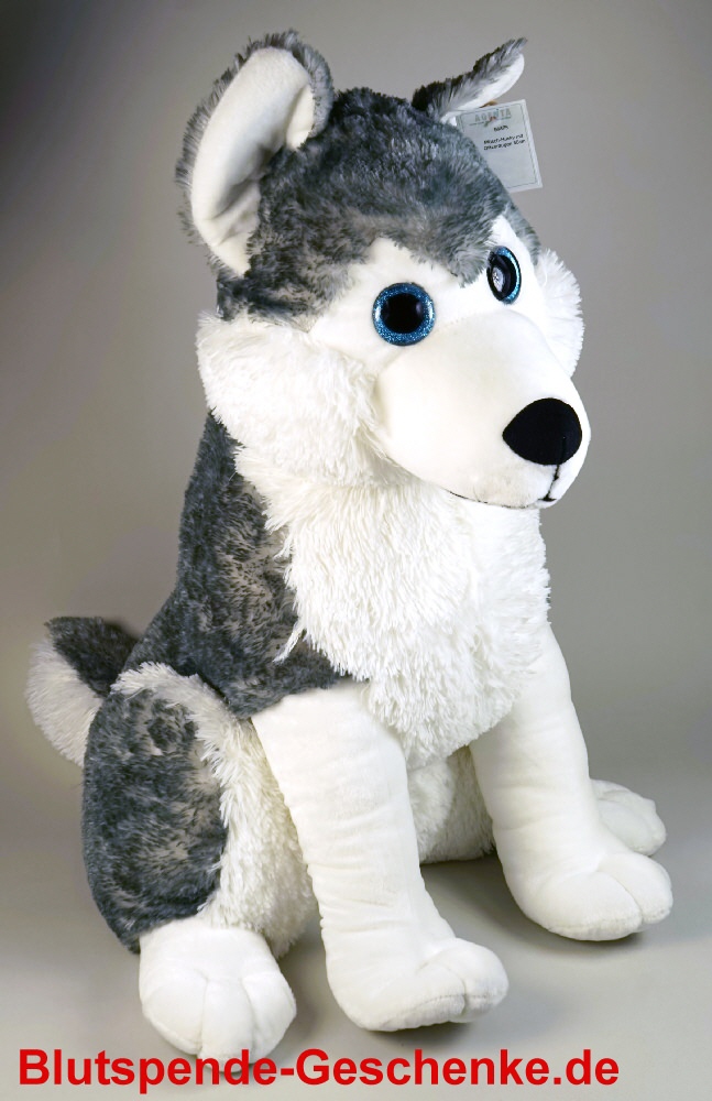 TreuePr&auml;sent Pl&uuml;sch-Husky mit Glitzeraugen 80 cm