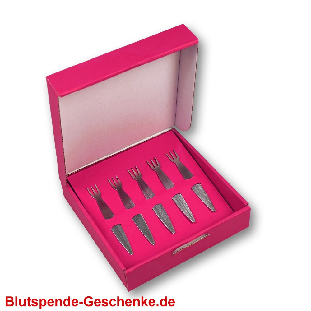 Geschenk-Set f&uuml;nf Pommesgabeln Modell 01