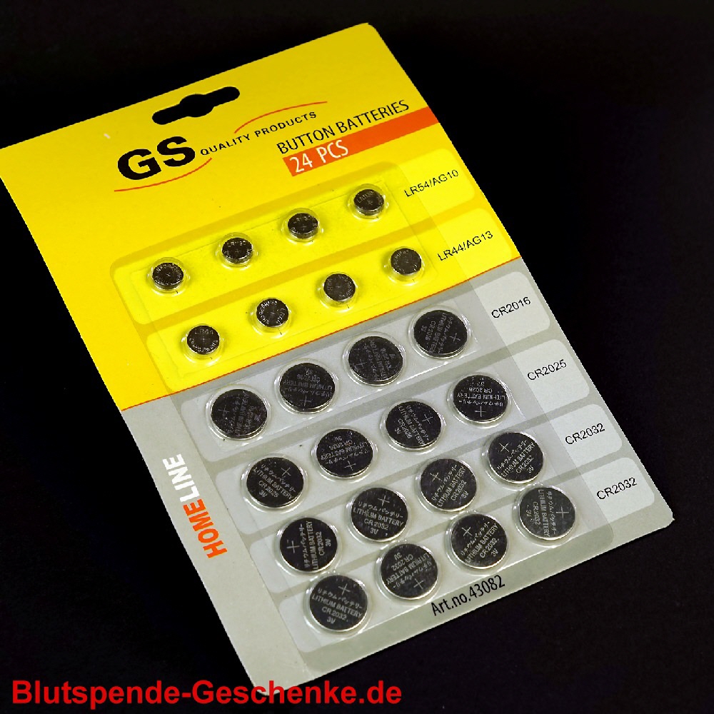 Blutspendegeschenk Knopfzellen Batterien