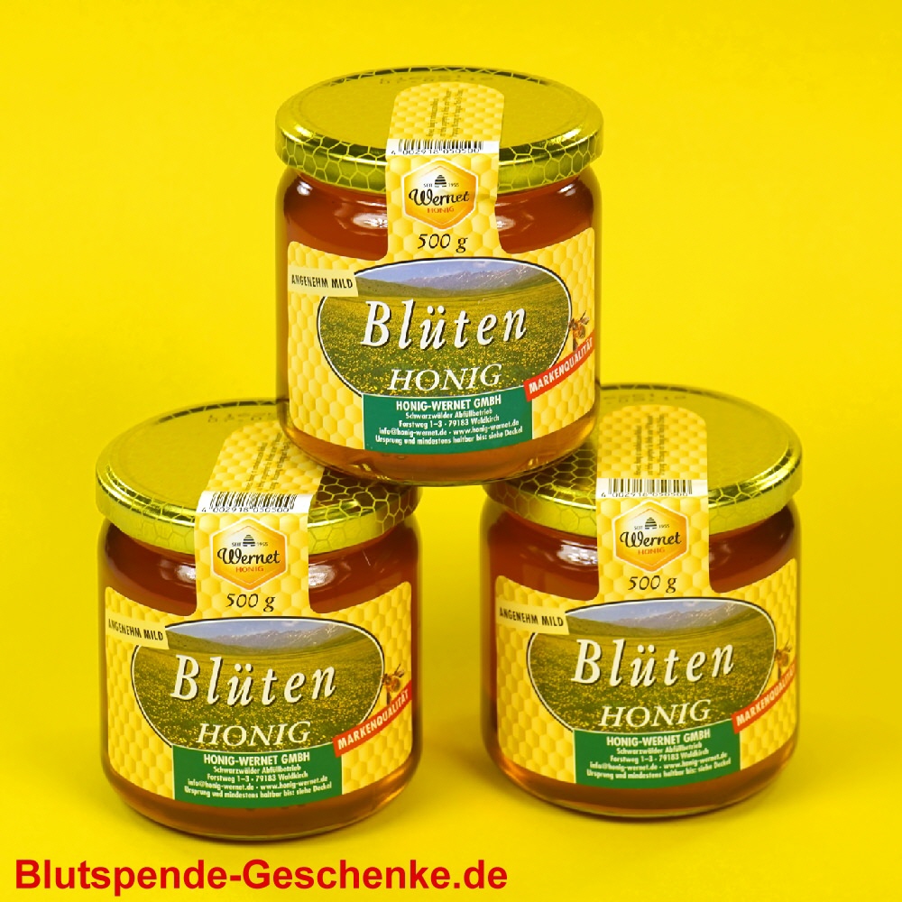 Blutspendegeschenk Honig 500g fl&uuml;ssig