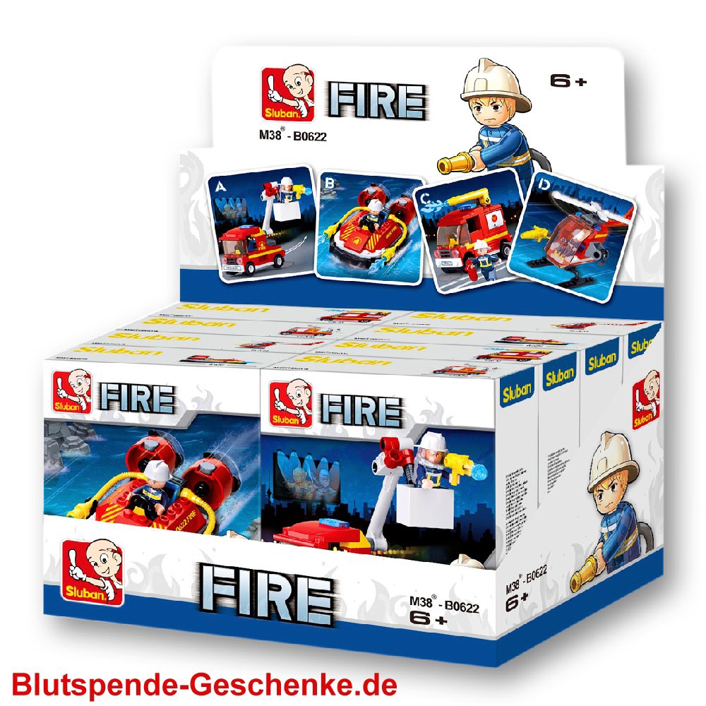 Blutspendegeschenk Feuerwehr-Fahrzeuge im Display