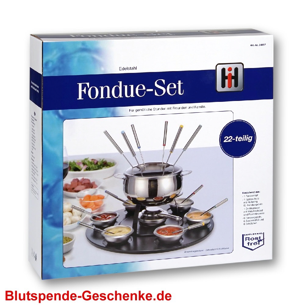 Blutspendegeschenk Fondueset 22teilig