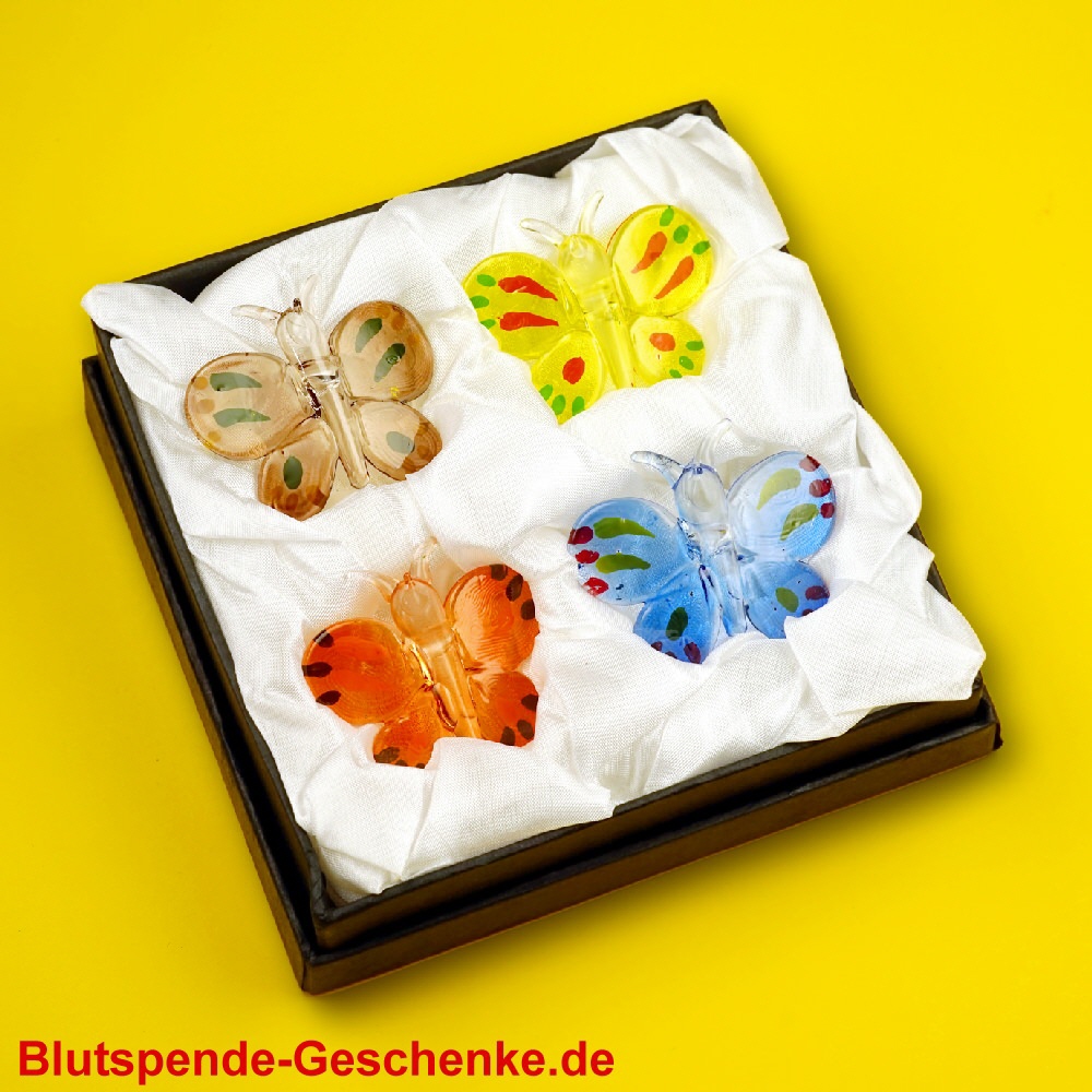 Blutspendegeschenk Glas-Schmetterlinge