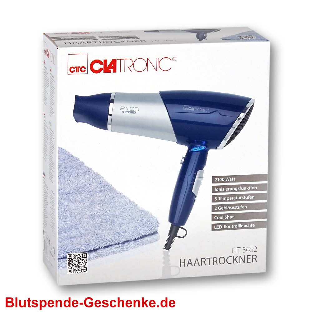 Blutspendegeschenk Haartrockner blau