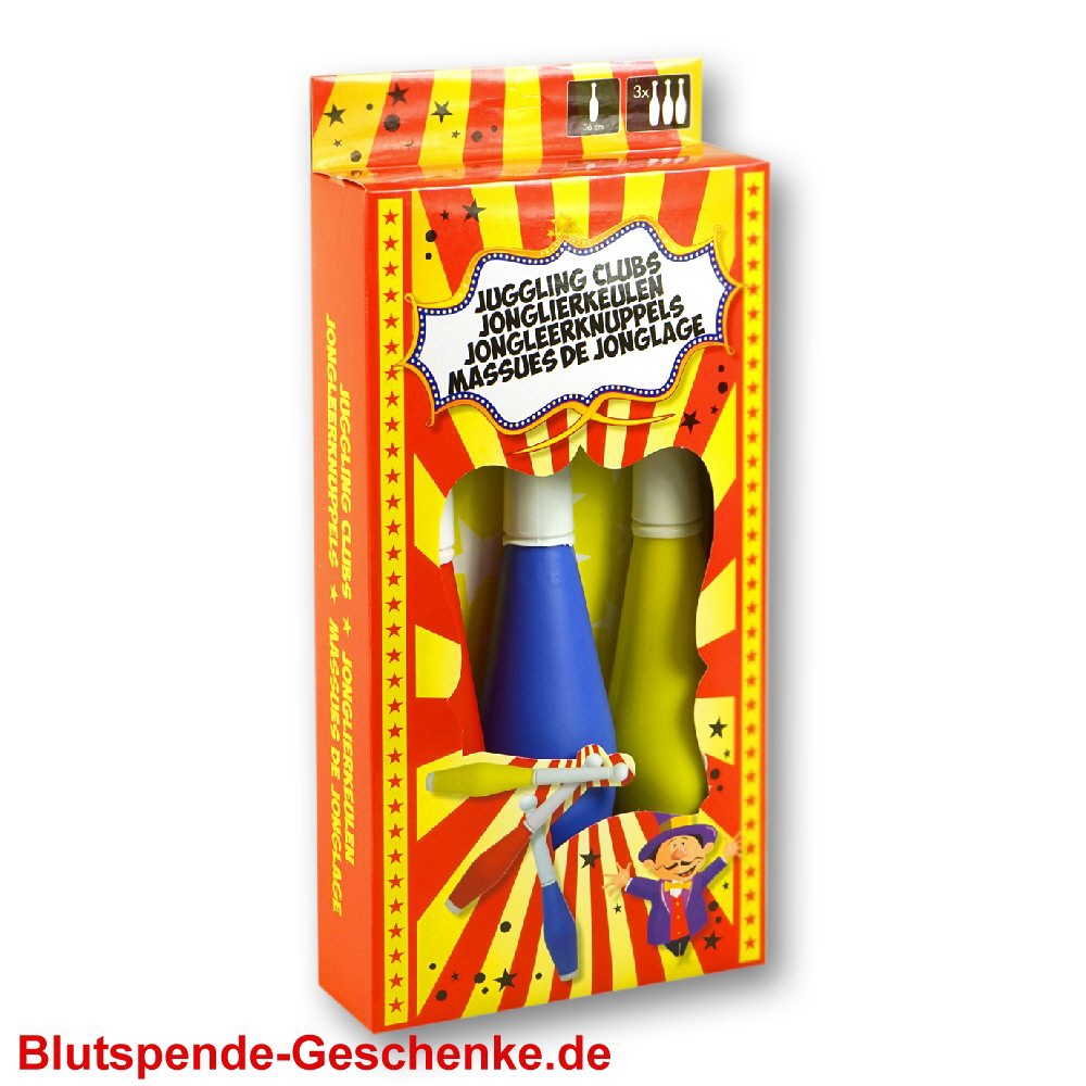 Blutspendegeschenk Jonglierkeulen