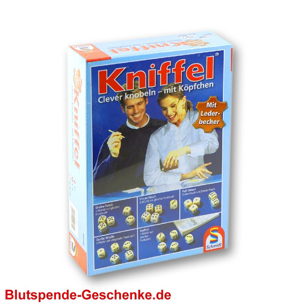 Blutspendegeschenk Kniffel-Spiel