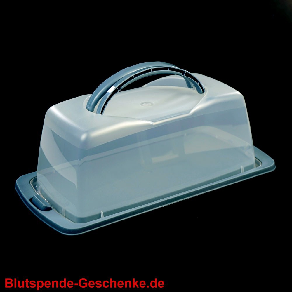 Blutspendegeschenk Kuchenbeh&auml;lter eckig blau