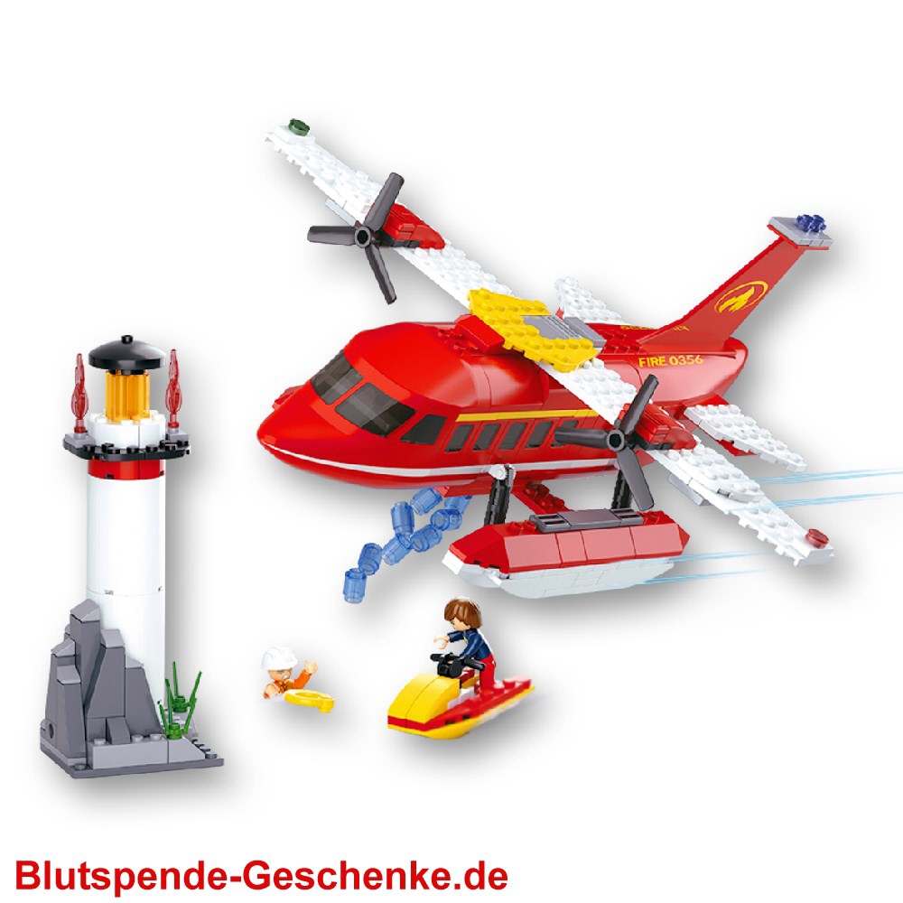 Blutspendegeschenk Steckbaustein-L&ouml;schflugzeug