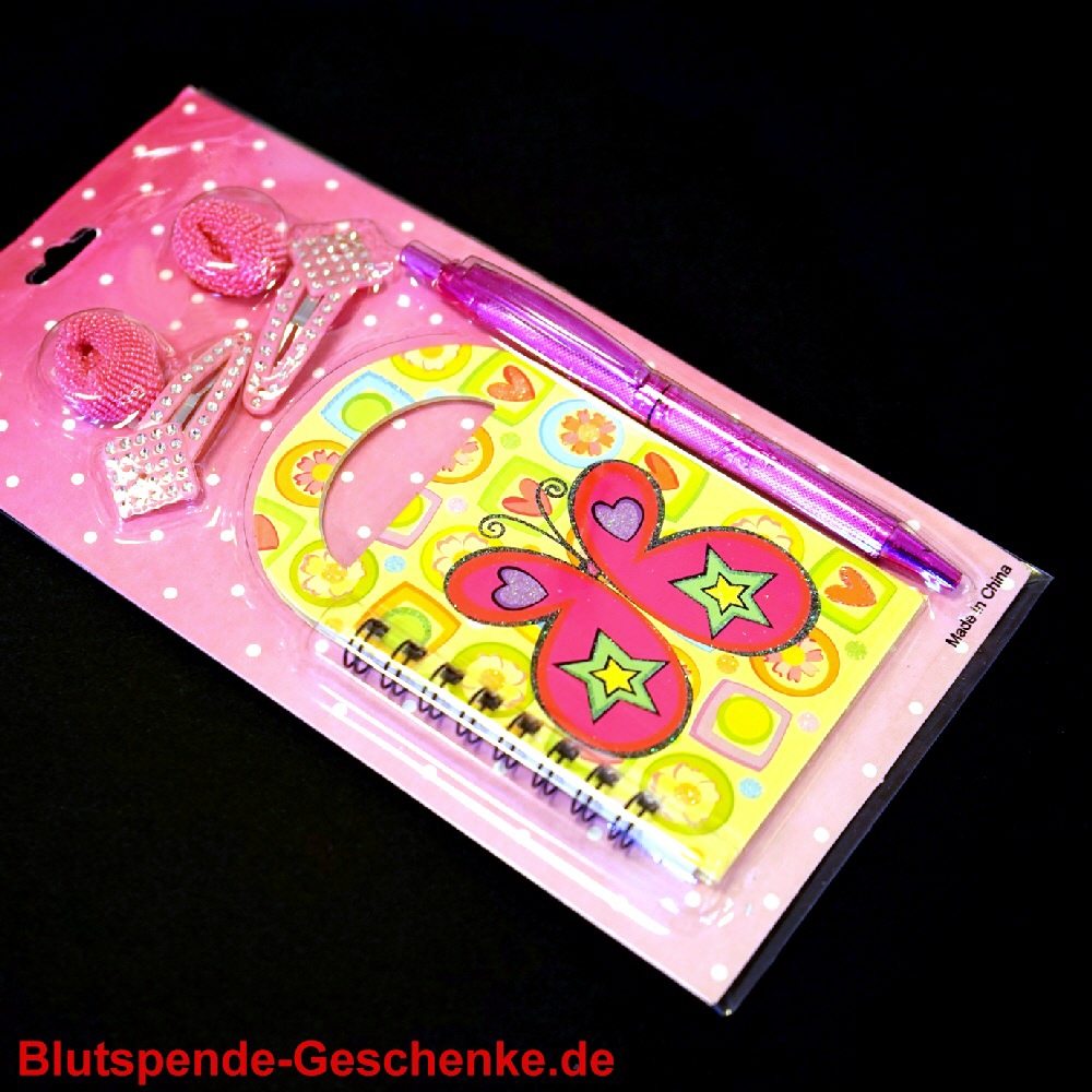 Blutspendegeschenk Schreibset f&uuml;r M&auml;dchen