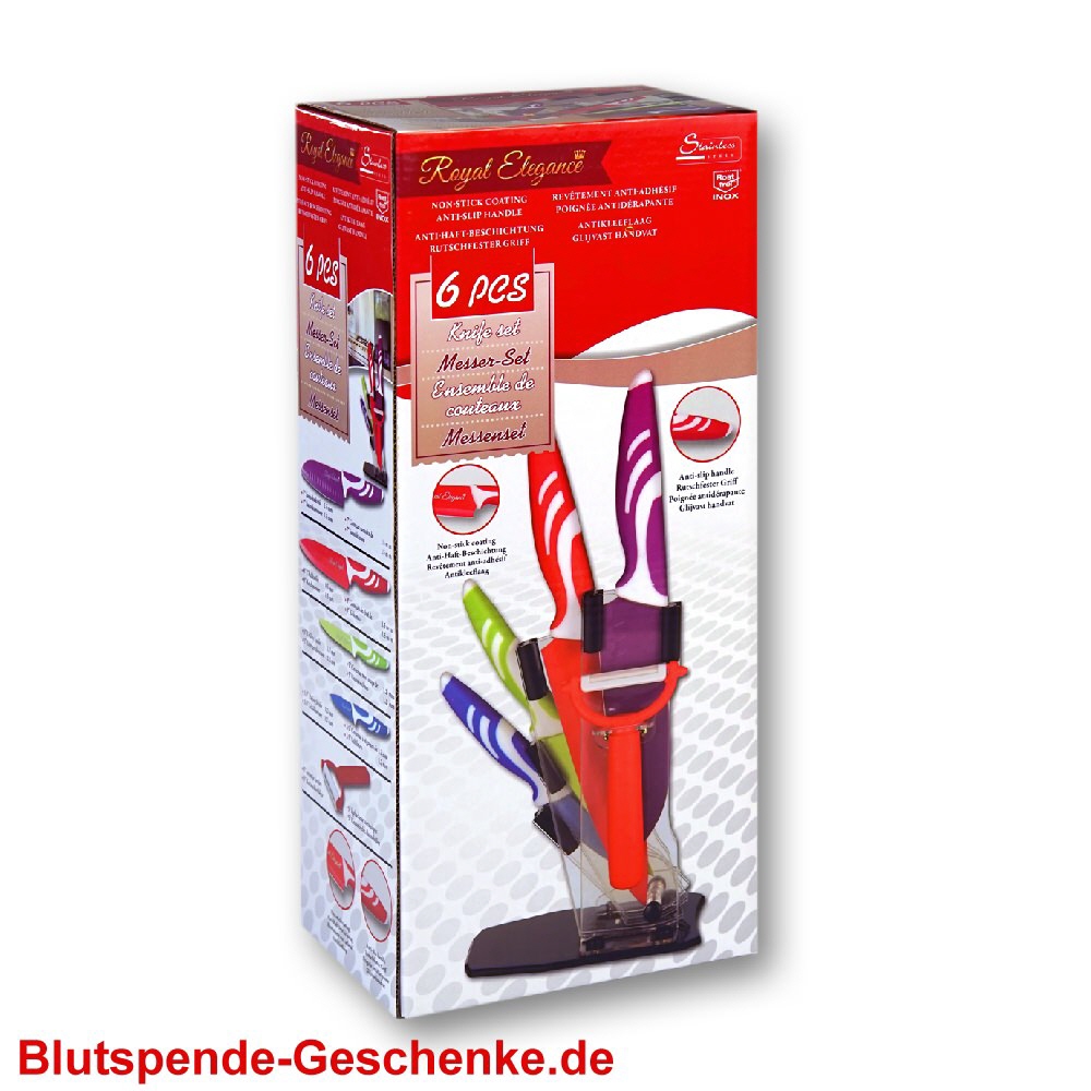 Blutspendegeschenk Messerset im Acrylst&auml;nder