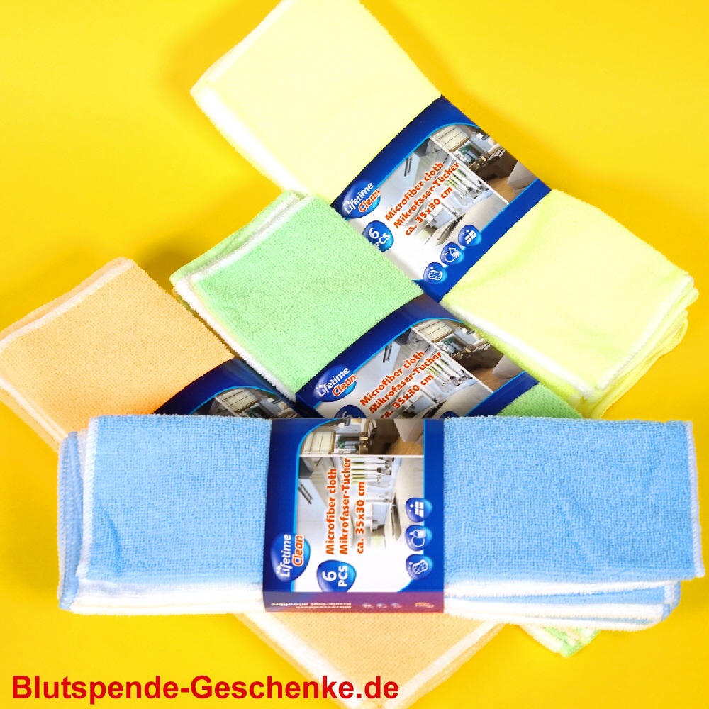 Blutspendegeschenk 6er-Set Mikrofasert&uuml;cher