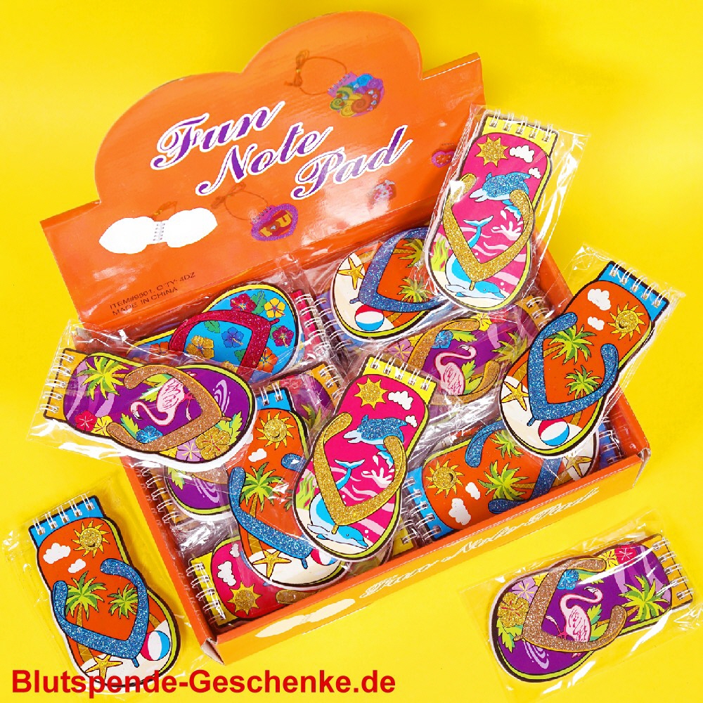 Blutspendegeschenk Notizblock Sandalenform