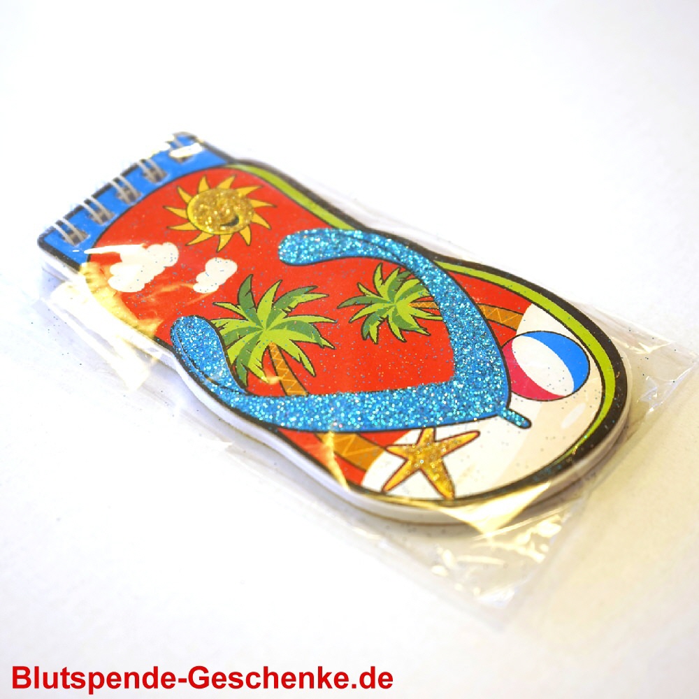 Blutspendegeschenk Strandschuh-Notizblock