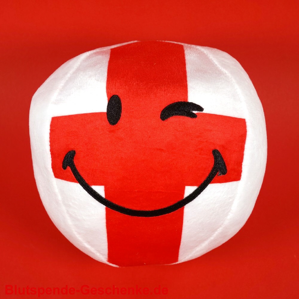 Blutspendegeschenk Pl&uuml;schball mit rotem Kreuz
