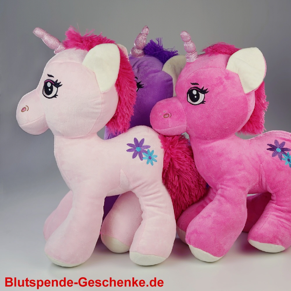 Blutspendegeschenk Einh&ouml;rner aus Pl&uuml;sch 45 cm