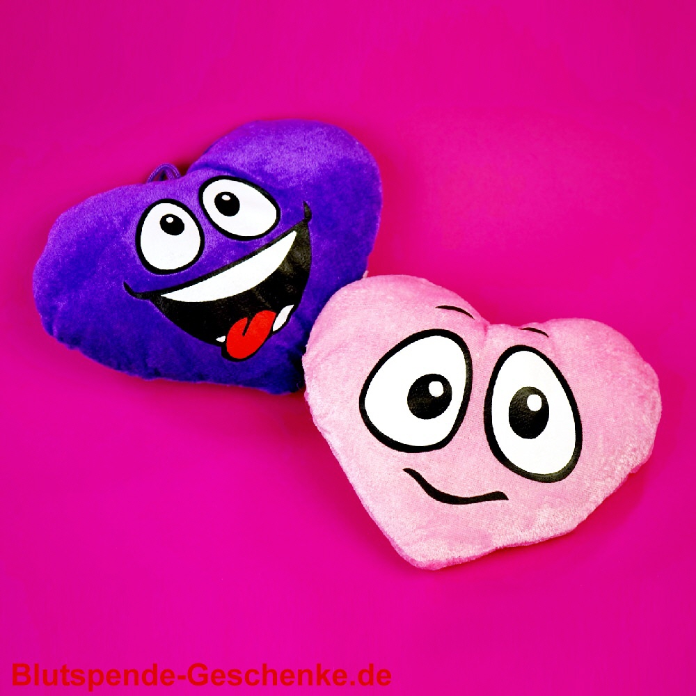 Blutspendegeschenk Pl&uuml;schherz mit Gesicht