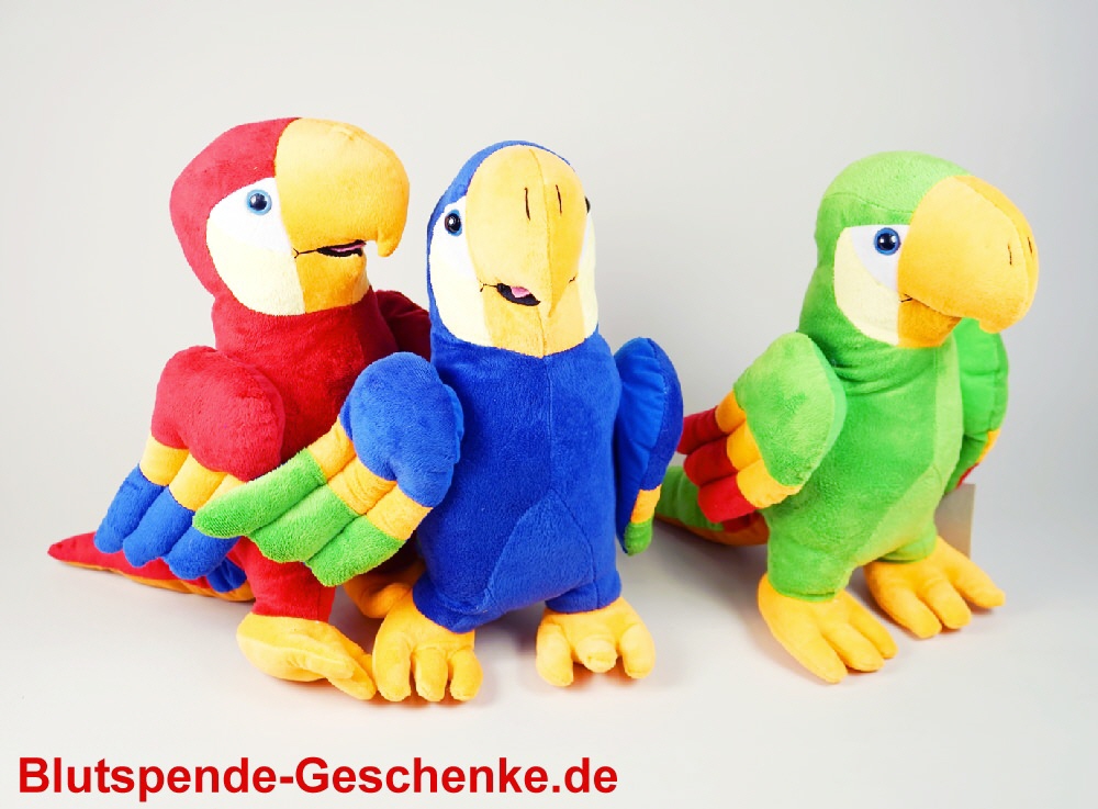 Blutspendegeschenk Pl&uuml;sch-Papagei