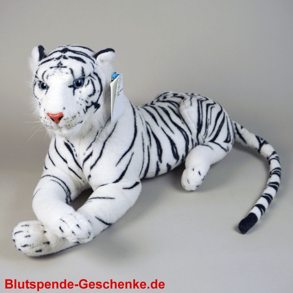 Blutspendegeschenk Weisser Tiger aus Pl&uuml;sch