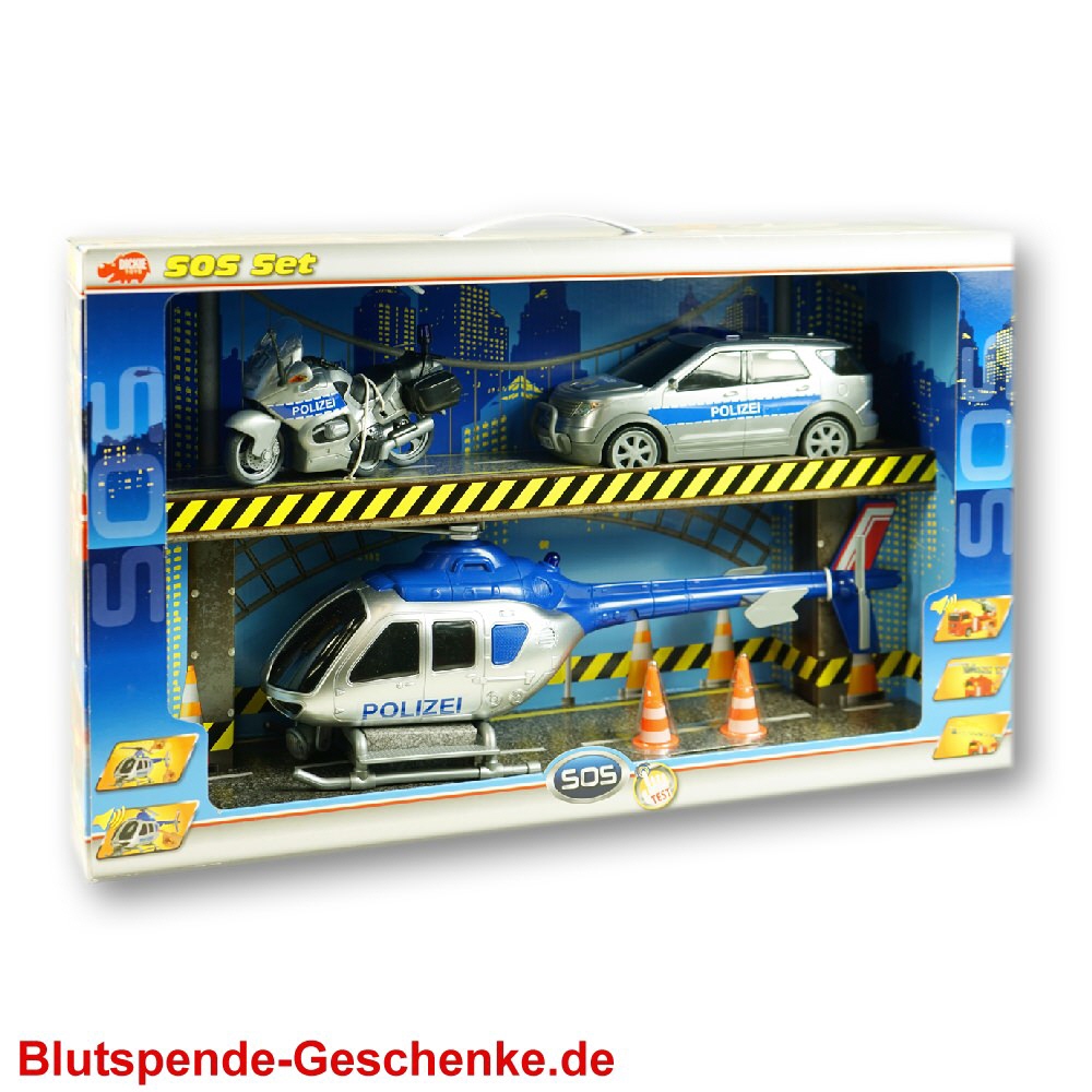 Blutspendegeschenk Polizei-Spielzeug-Set