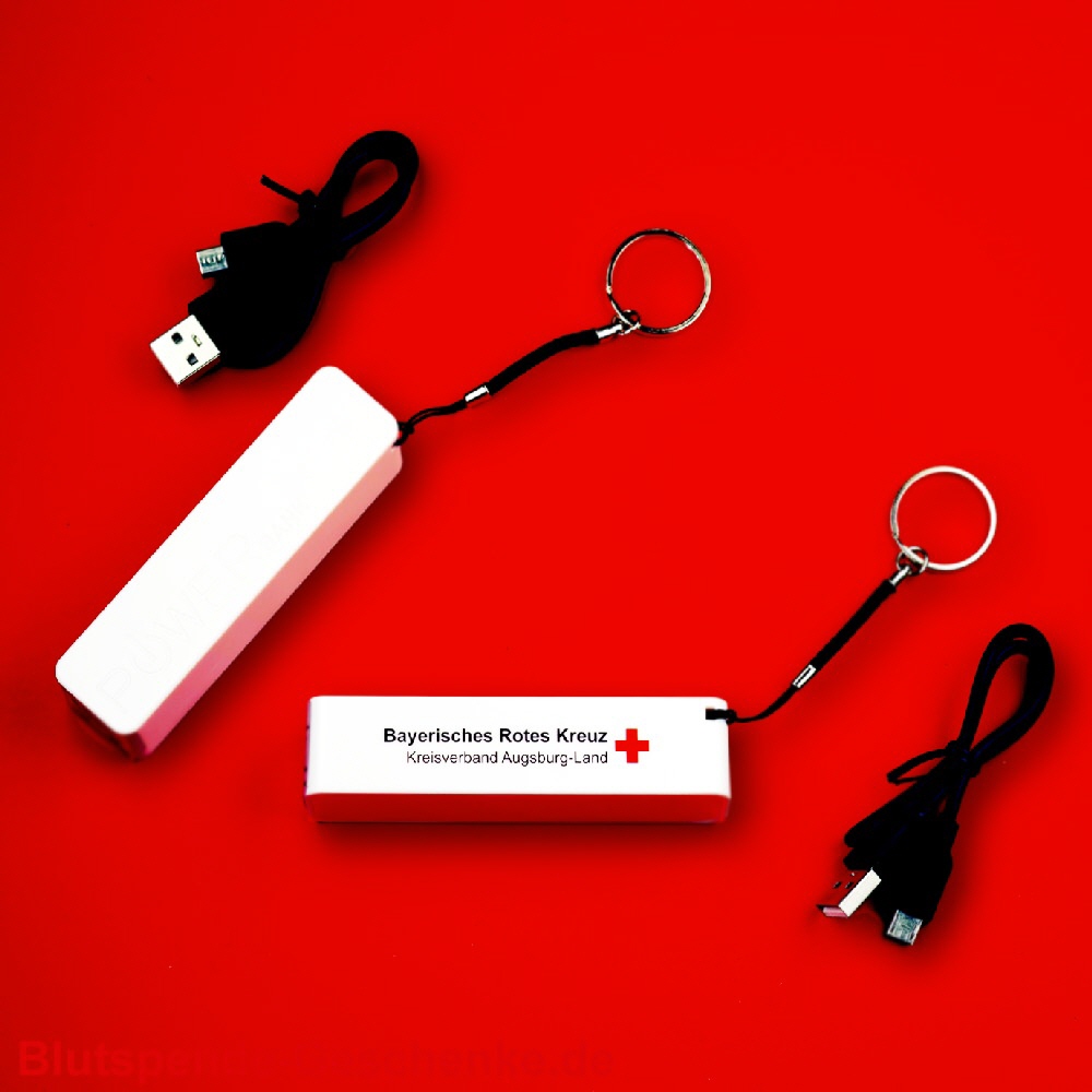 Blutspendegeschenk Powerbank wei&szlig;