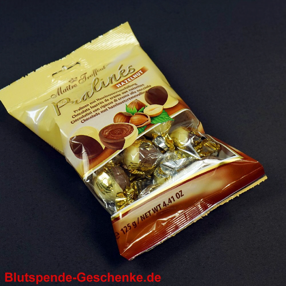 Blutspendegeschenk Pralinen Haselnuss