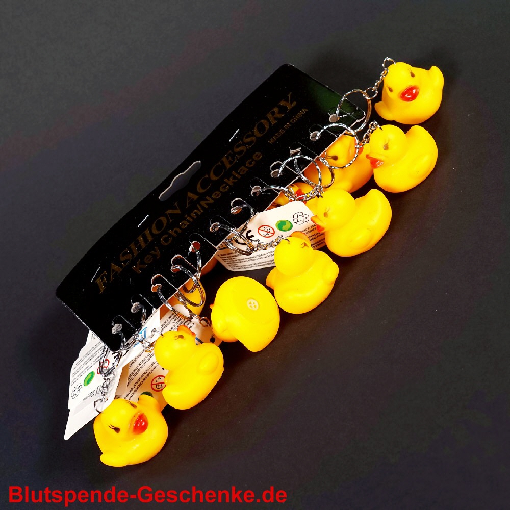 Blutspendegeschenk Schl&uuml;sselanh&auml;nger Quietscheente