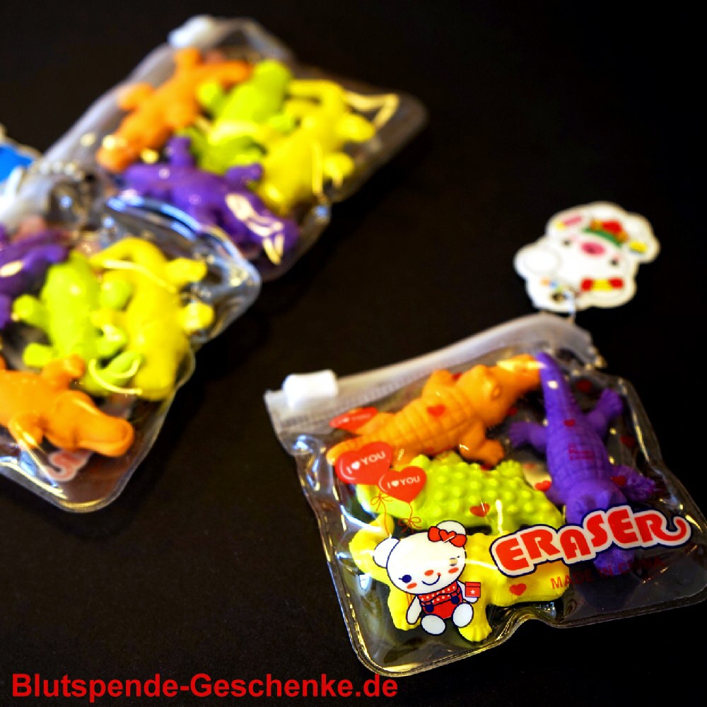 Blutspendegeschenk Krokodil-Radiergummis