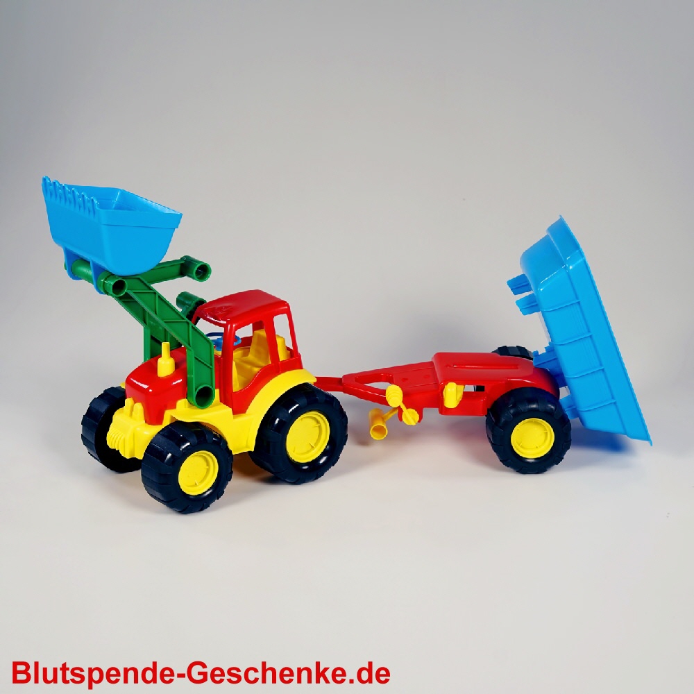 Blutspendegeschenk Radlader mit Anh&auml;nger