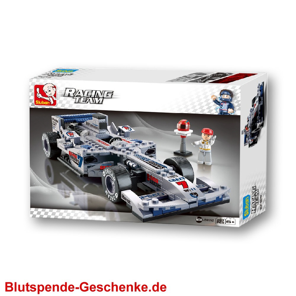 Blutspendegeschenk Rennwagen silber