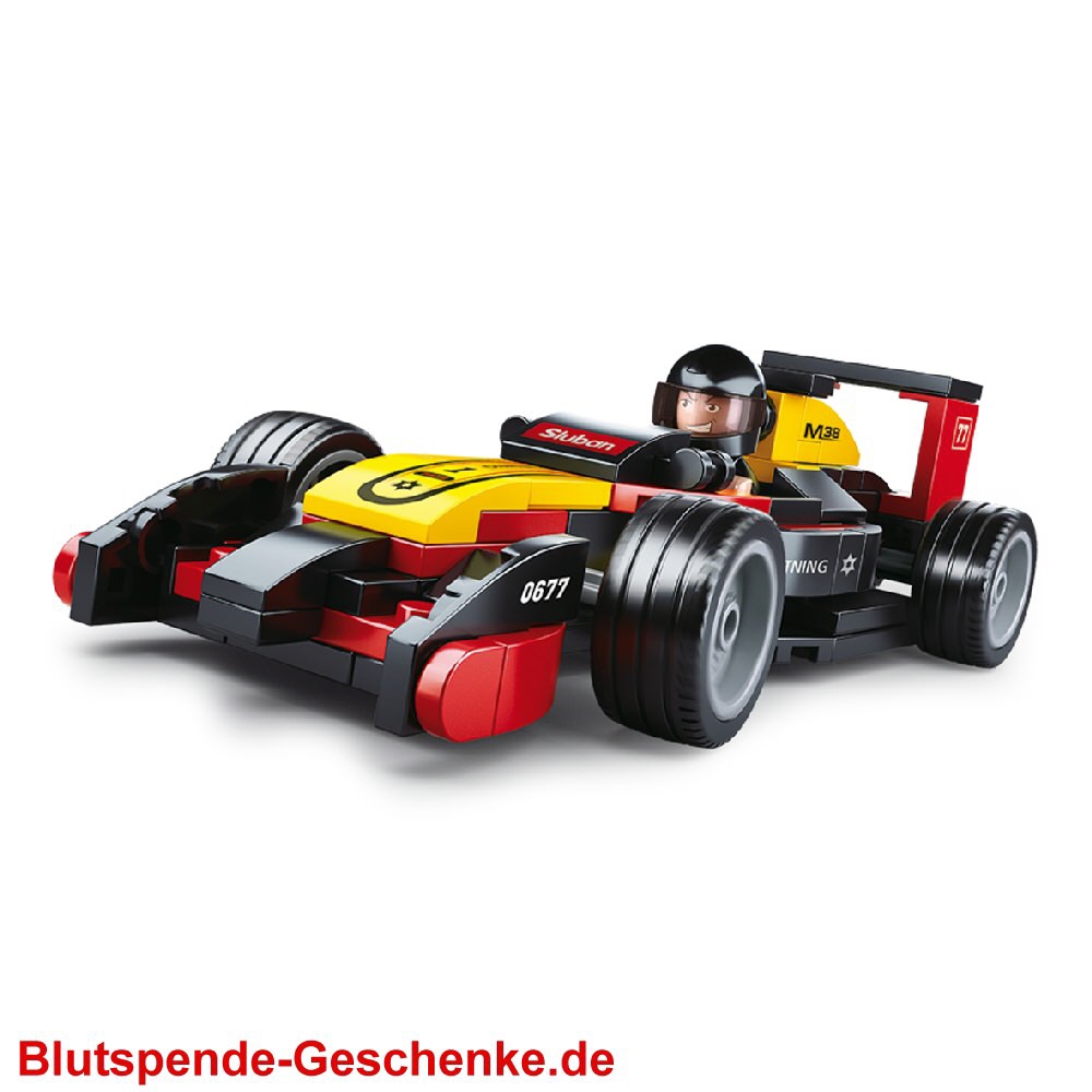 Blutspendegeschenk Klemmbaustein-Rennauto