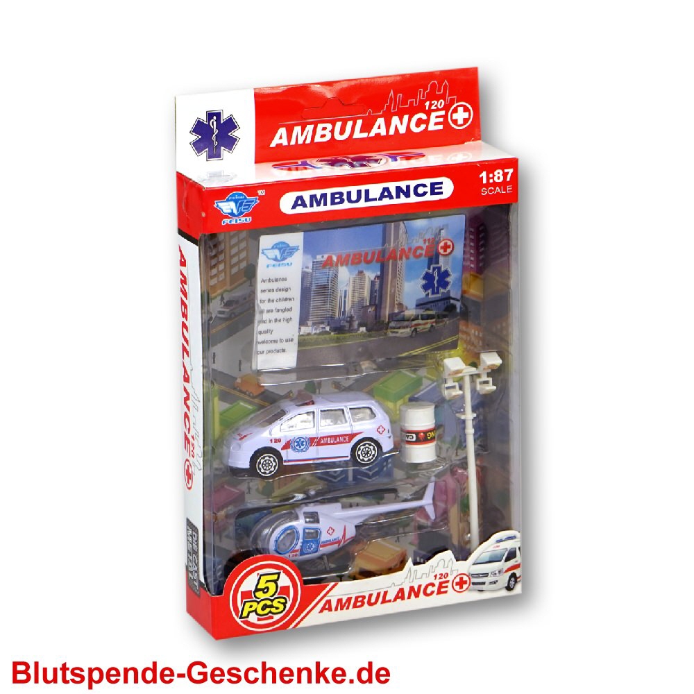 Blutspendegeschenk Set Rettungsfahrzeuge
