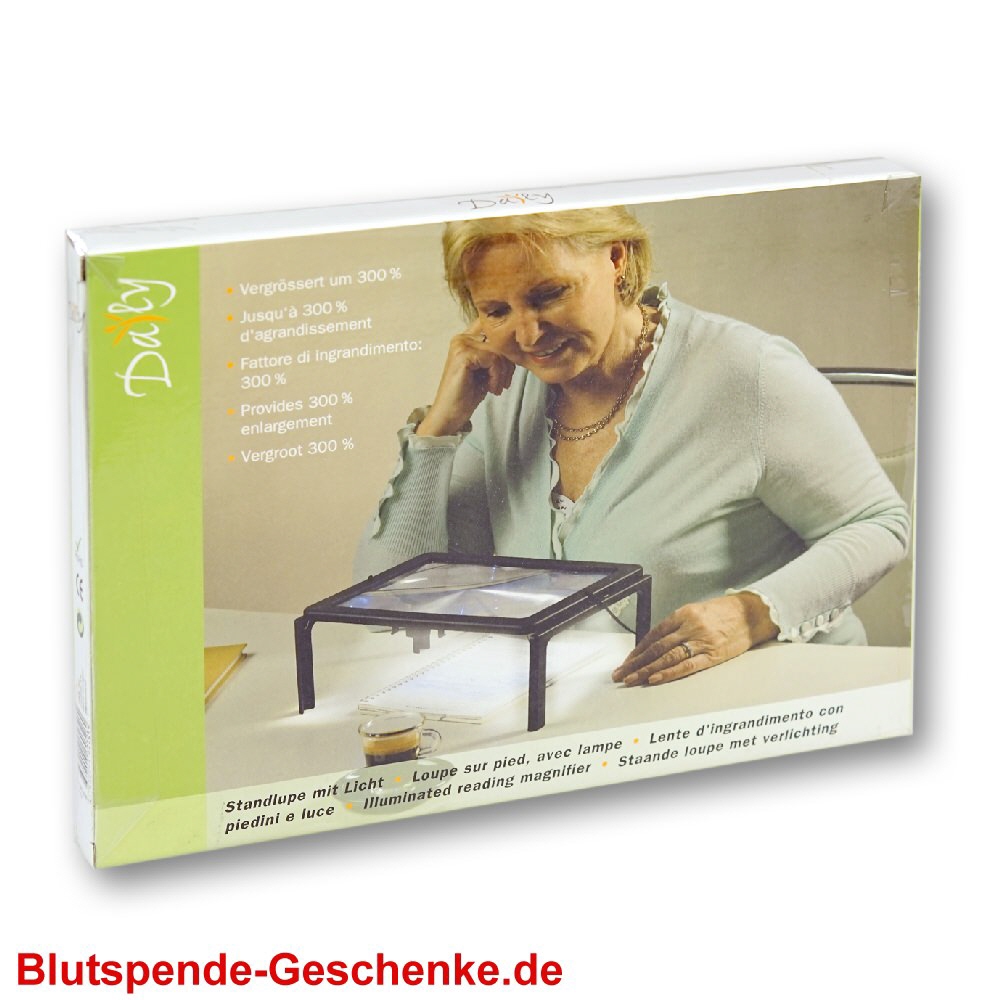 Blutspendegeschenk Leselupe mit Licht