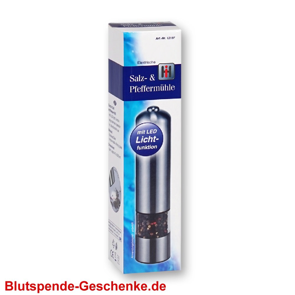 Blutspendegeschenk Elektro-Salz- und Pfefferm&uuml;hle