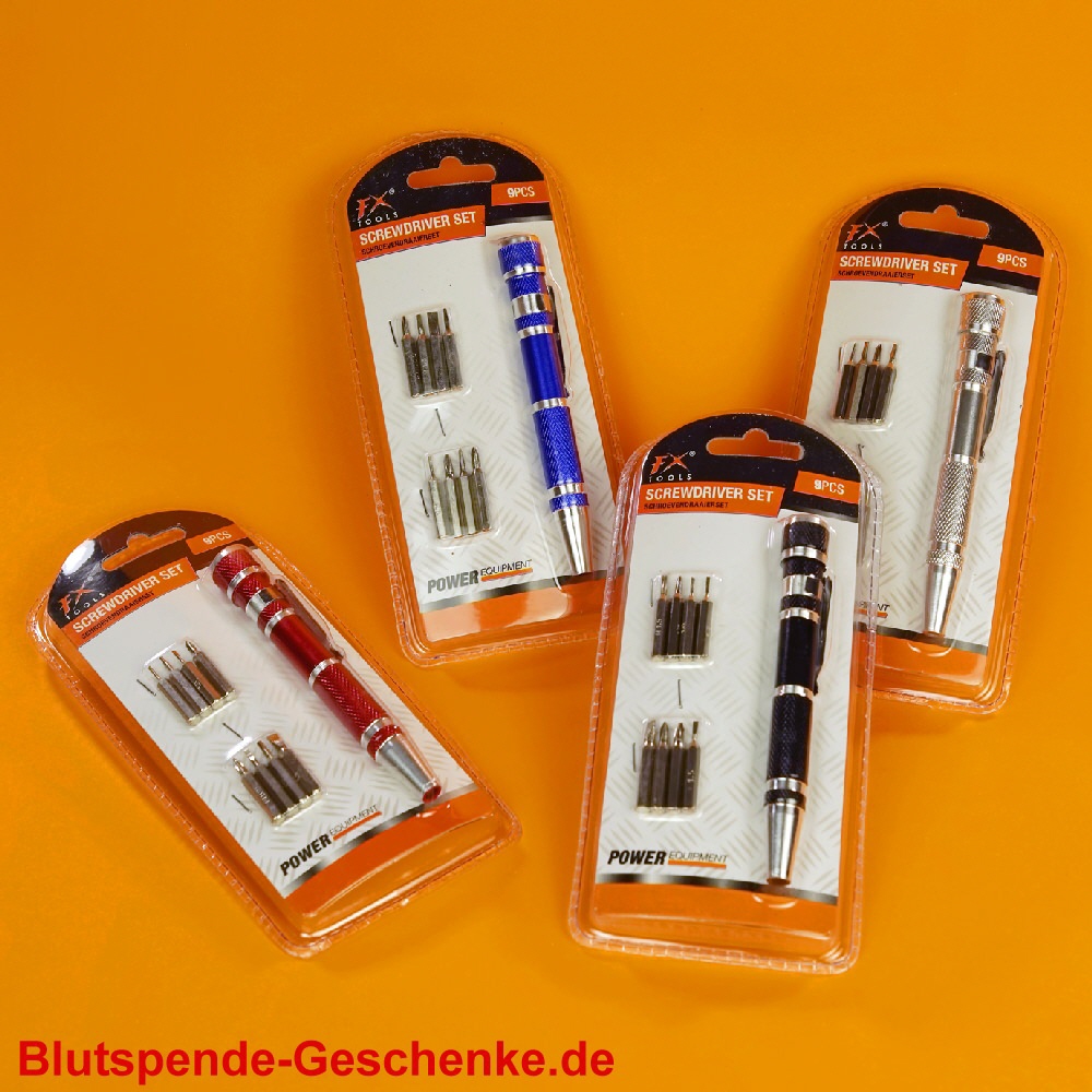 Blutspendegeschenk Schraubenzieher mit Aufs&auml;tzen