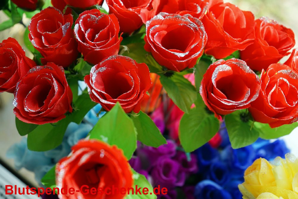 Blutspendegeschenk Glitzer-Seidenrose