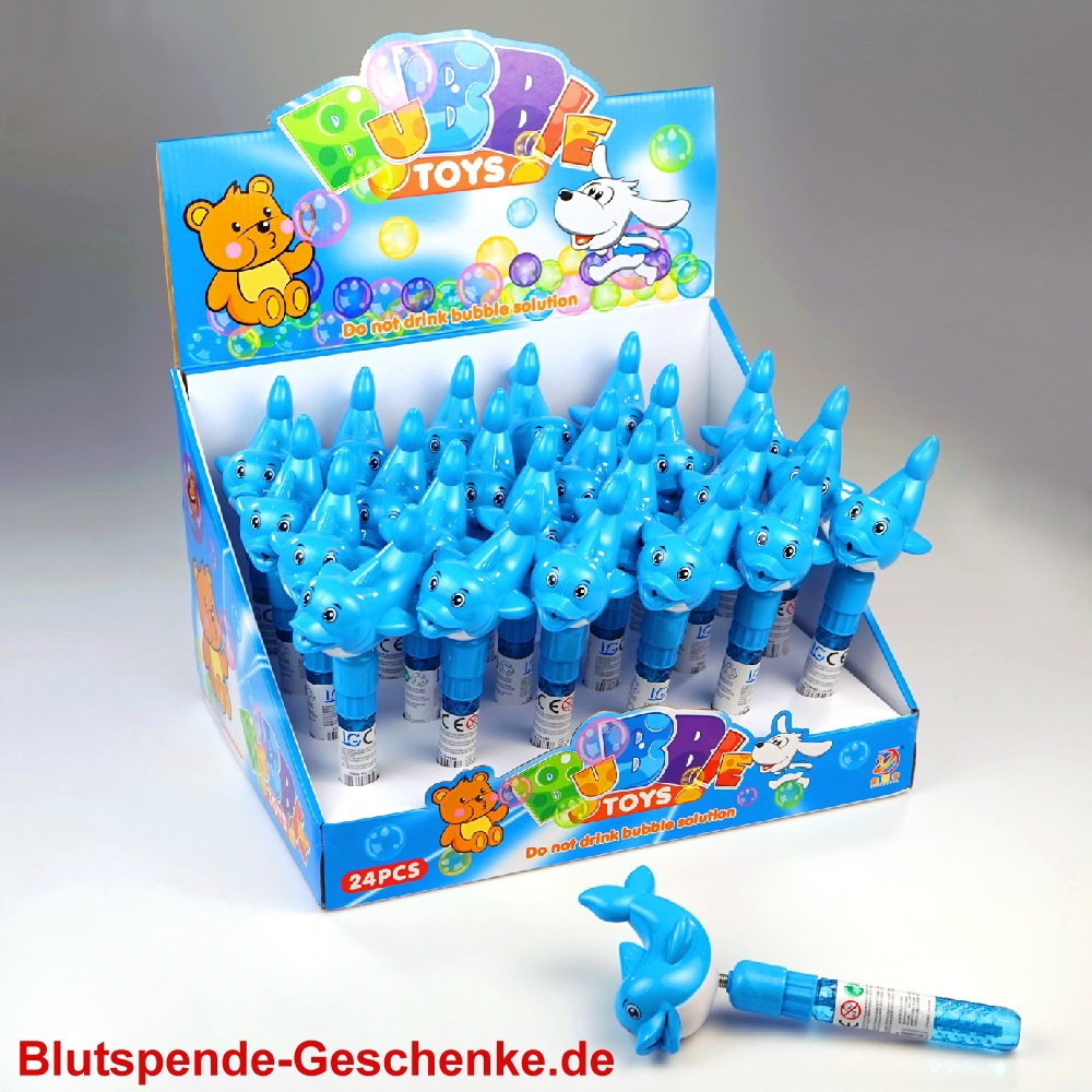 Blutspendegeschenk Delfin mit Seifenblasen/Lauten