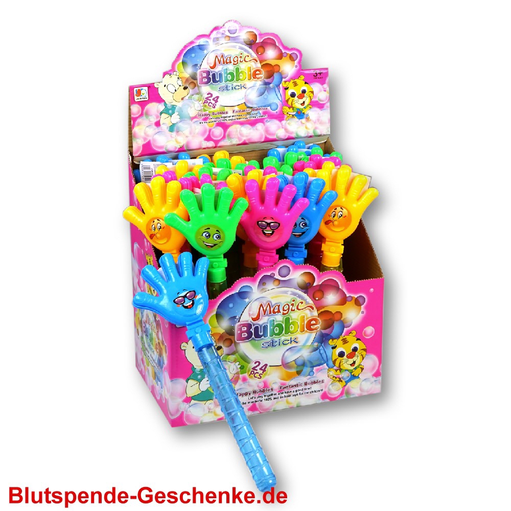 Blutspendegeschenk Klatschhand mit Seifenblasen