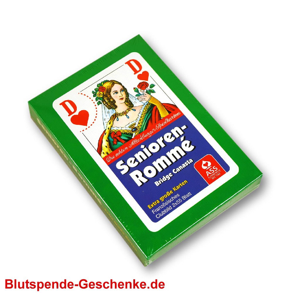 Blutspendegeschenk Spielkarten Romm&eacute; f&uuml;r Senioren