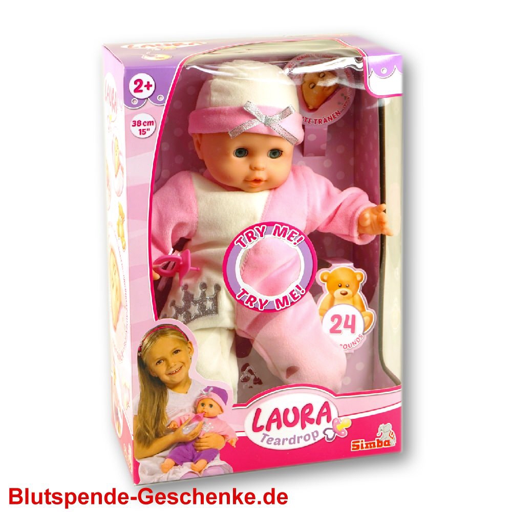 Blutspendegeschenk Puppe Laura mit Schlafaugen