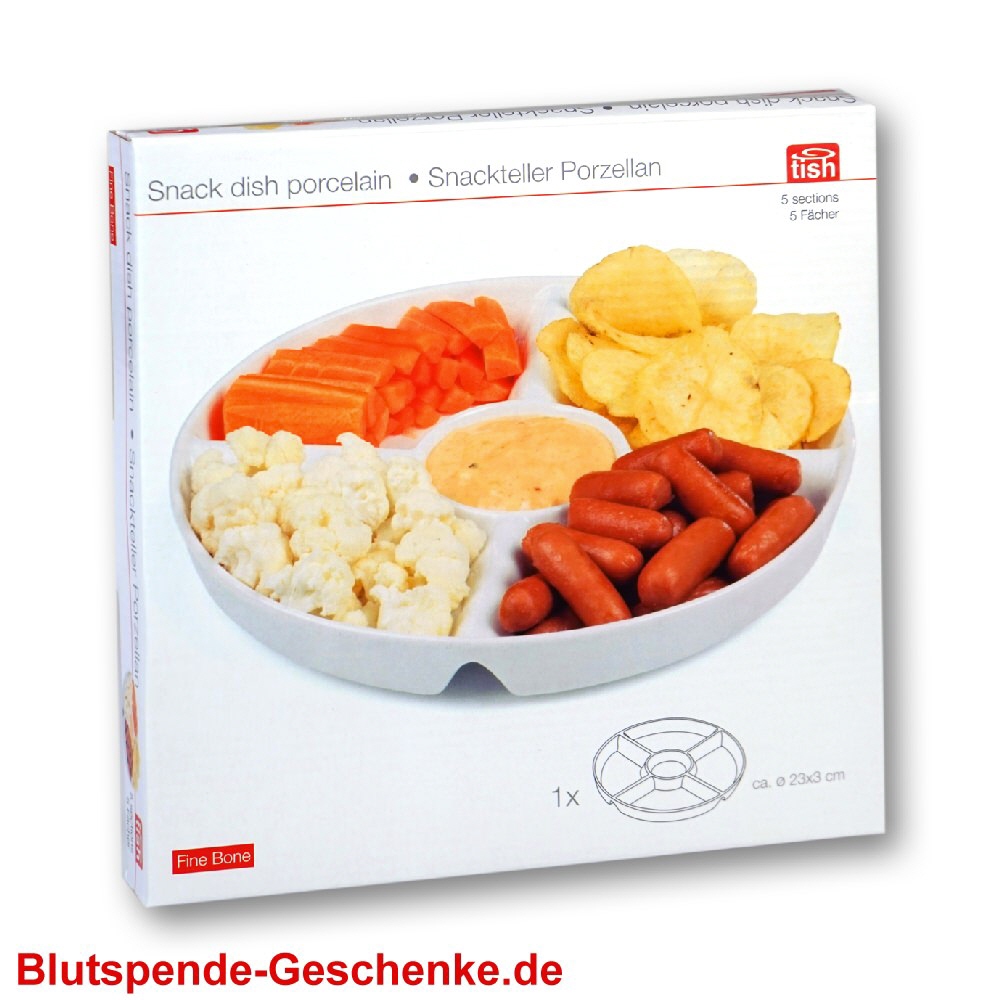 Blutspendegeschenk Snackteller mit 5 F&auml;chern