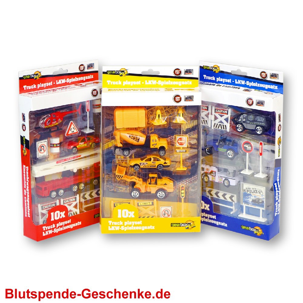 Blutspendegeschenk LKW-Spielzeugsatz 10teilig