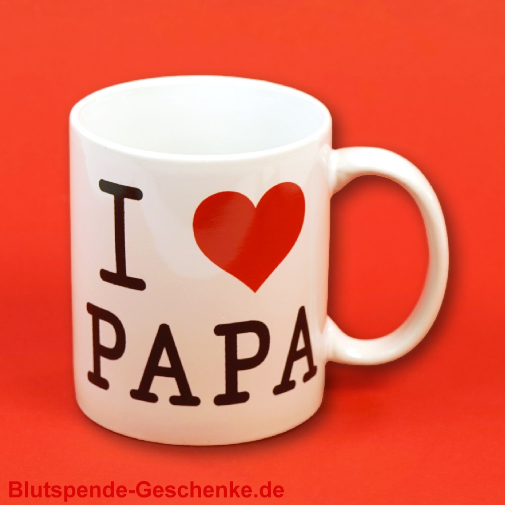 Blutspendegeschenk I-Love-Papa-Kaffeebecher